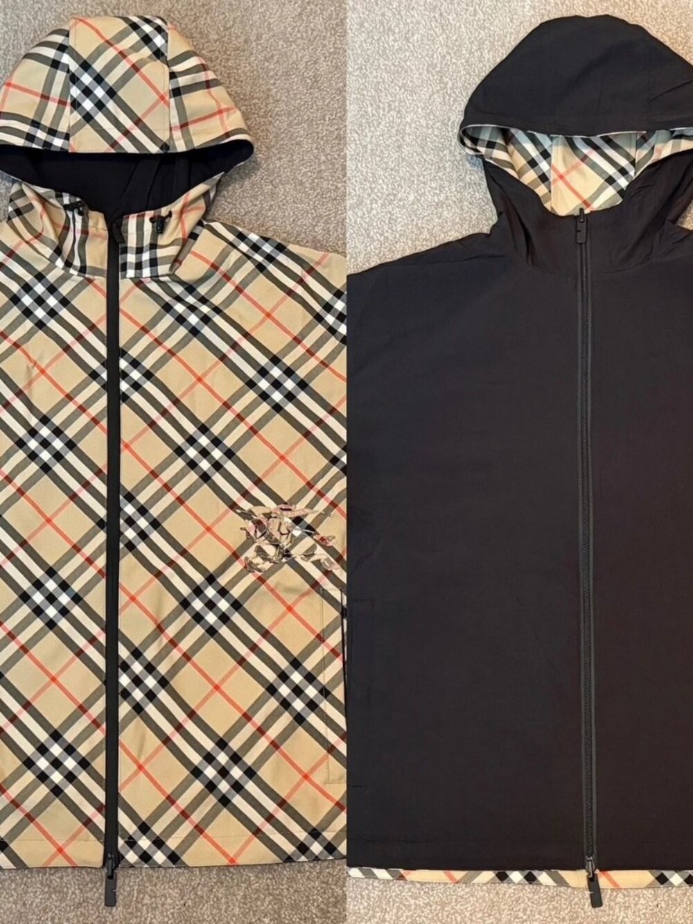 Burberry Reversible Check Jacket sand black unisex sz L